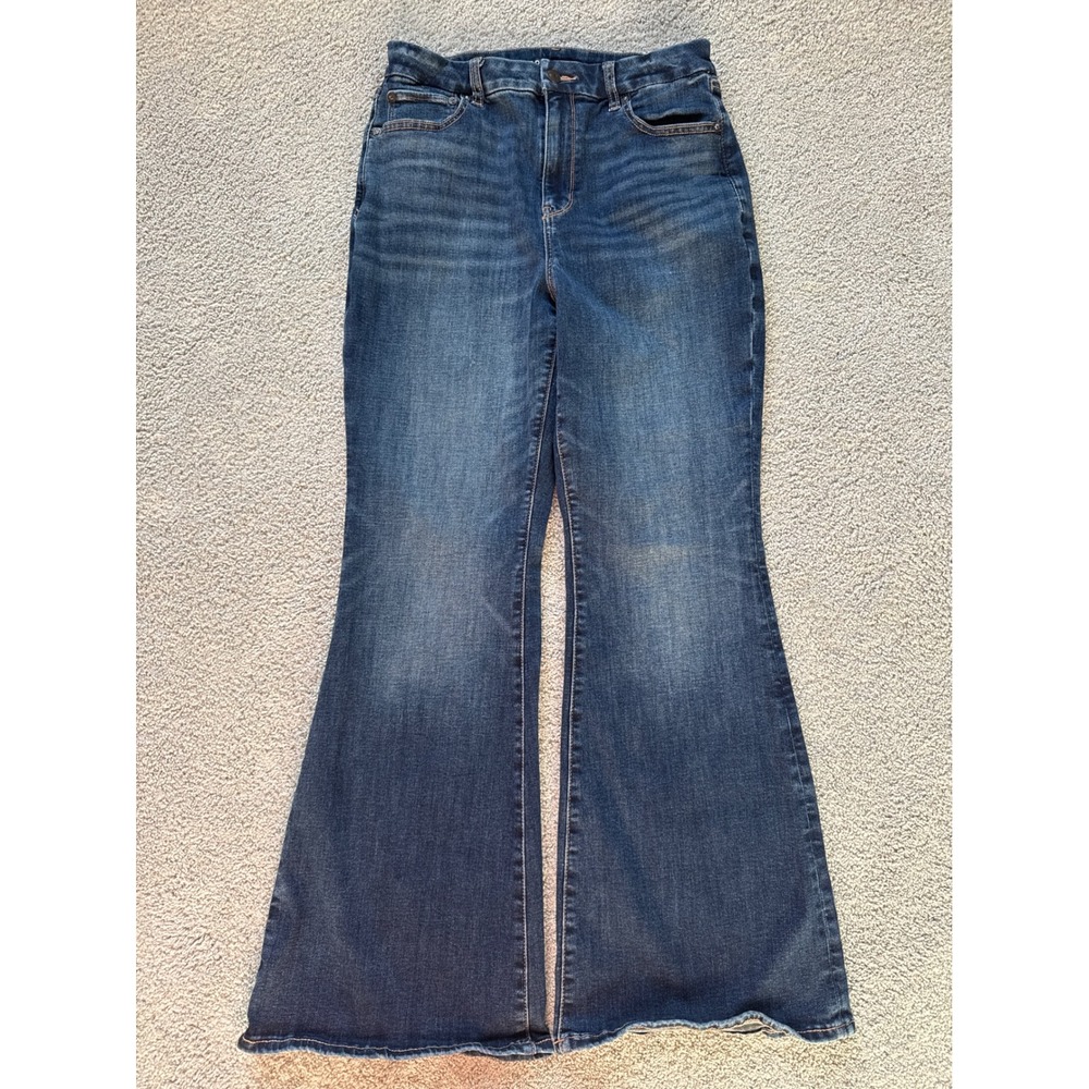 American Eagle Next Level Stretch Flare Jeans Dark Wash Straight Womens 10 Short
